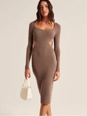 Abercrombie Brown Knit Cutout Midi Dress